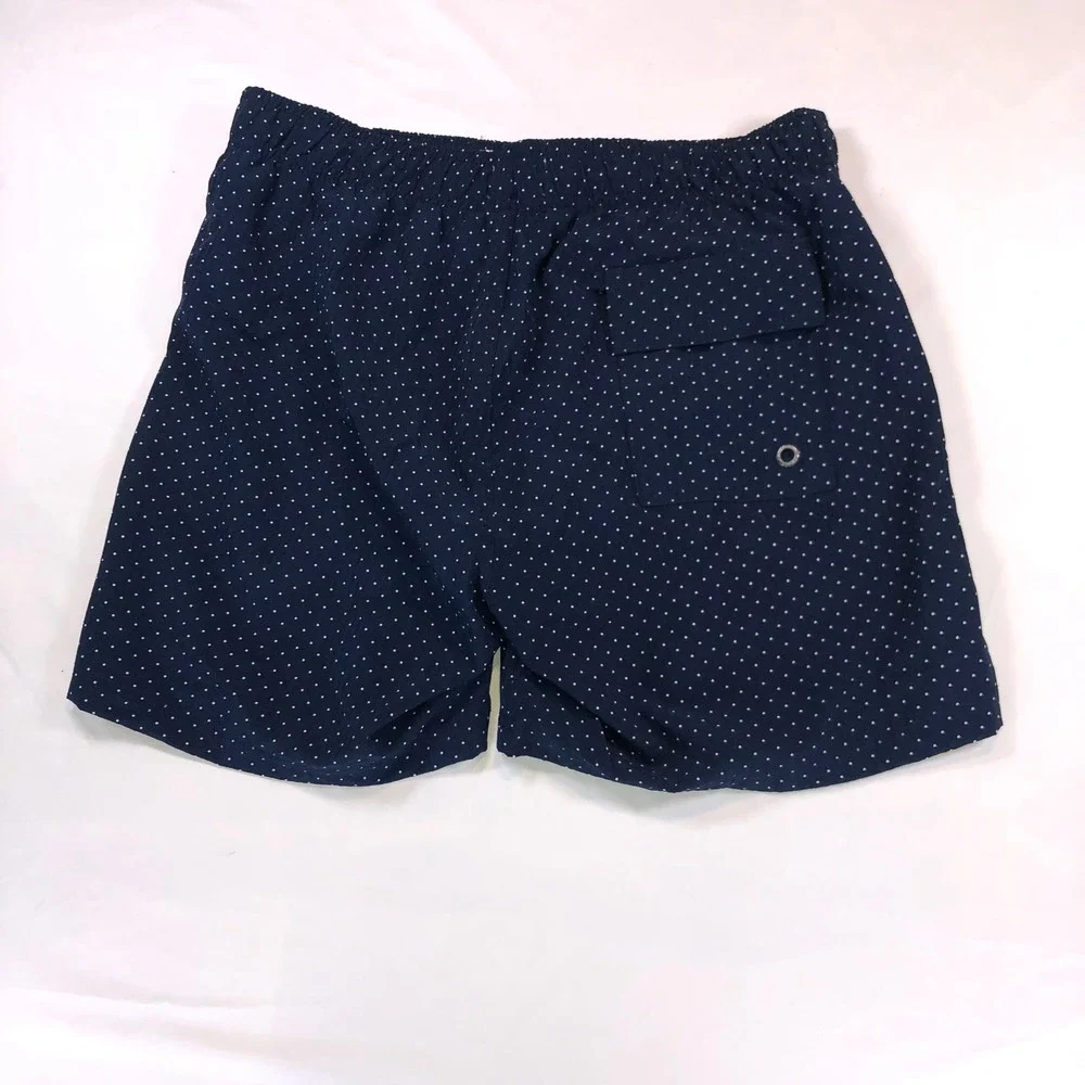 Cabana Lifestyle Mens Navy Polka Dot Swim Trunks M Drawstring Mesh Lined